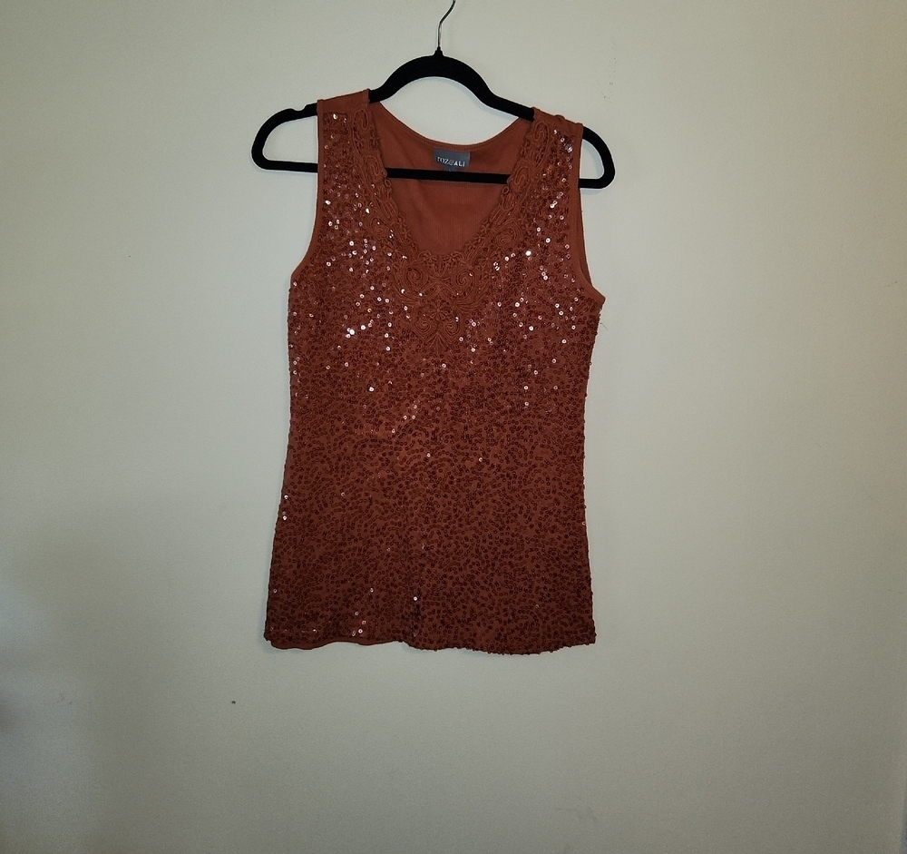 Roz & Ali Copper Sequin Tank Top